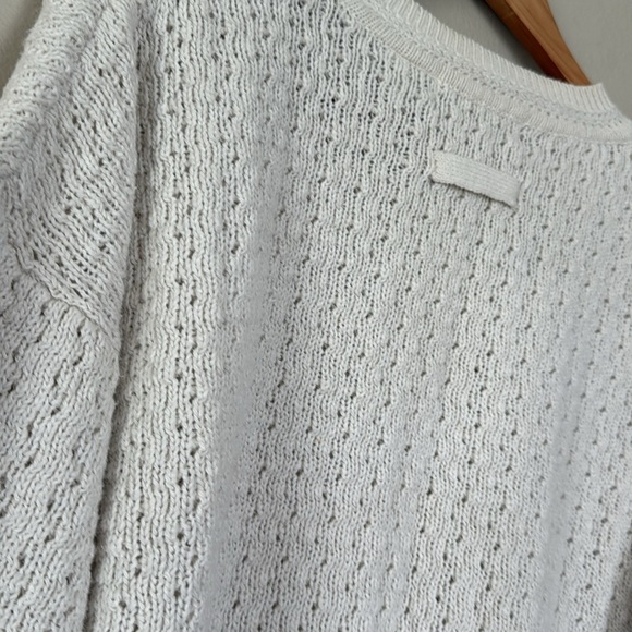 Studio Cozy White Knit Fisherman style Sweater XL - Picture 5 of 6